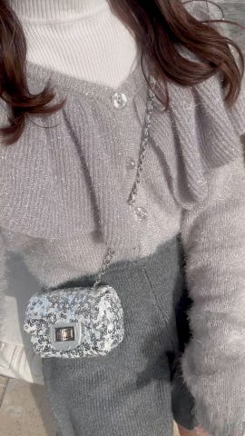 フリルカラーラメシャギーニットカーディガン[kz455] | レディース