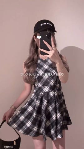 チェック柄ノースリーブワンピース12Y GRL チェック柄ノースリーブミニワンピース (ac2546) - メルカリ