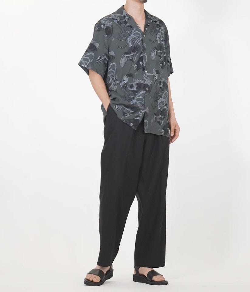 別注 RAYON SHORT SLEEVE ALOHA SHIRT (伊藤若冲 群鶏)（N25-RSH1000ex