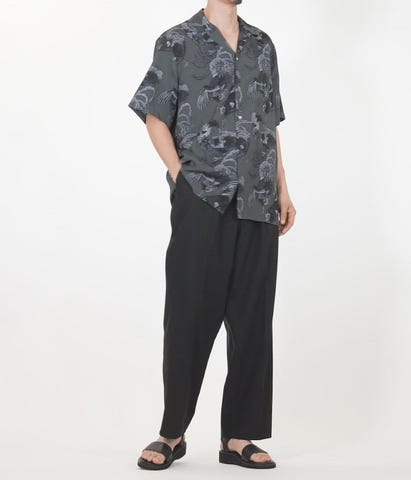 別注 RAYON SHORT SLEEVE ALOHA SHIRT (伊藤若冲 群鶏)（N25-RSH1000ex