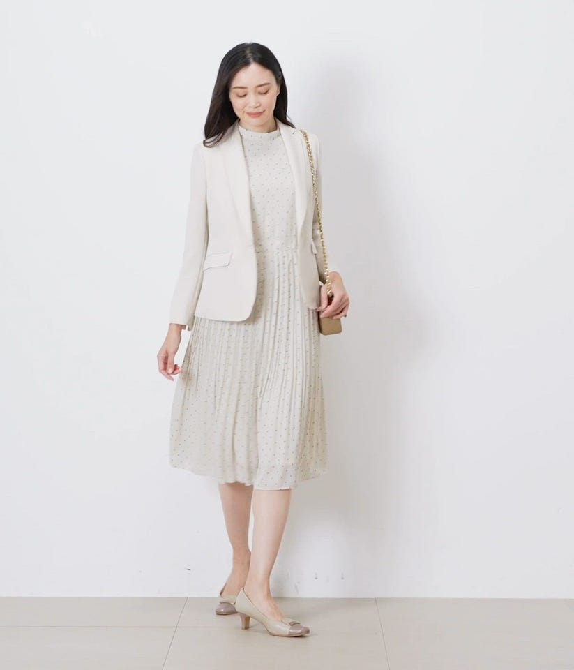 シャルマンドットプリント スタンドネックワンピース(51415113-2025