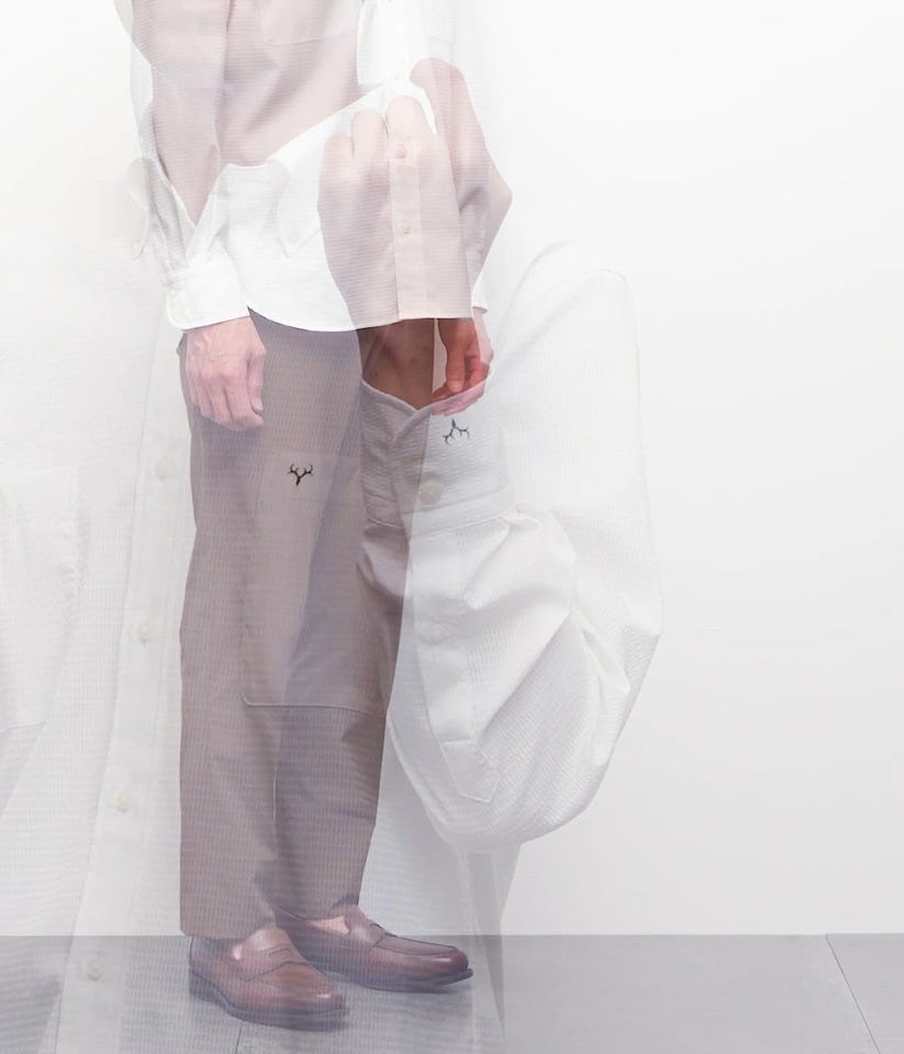 AD2002 archive インサイドアウトデカボタンシャツ ダブルフェイス AD2002 archive インサイドアウトデカボタンシャツ ダブルフェイス