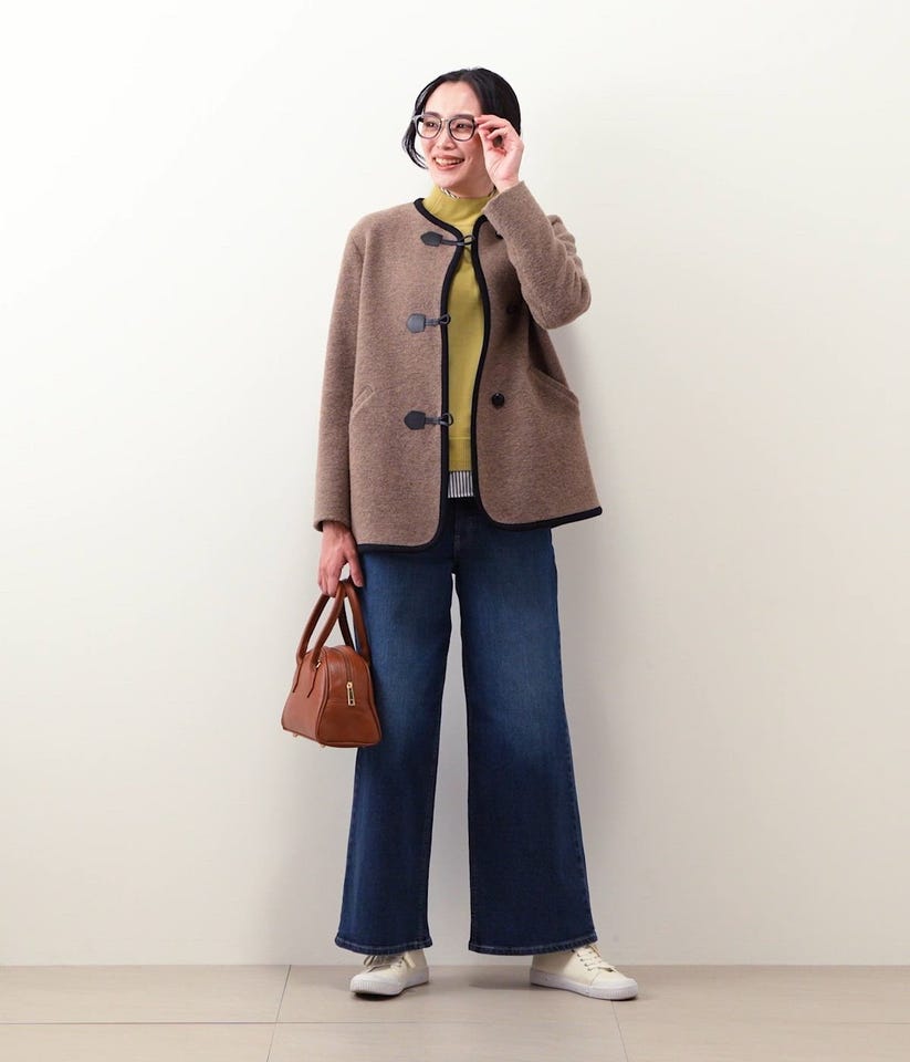 スライバーニット ノーカラーダッフルコート(51556250-2025