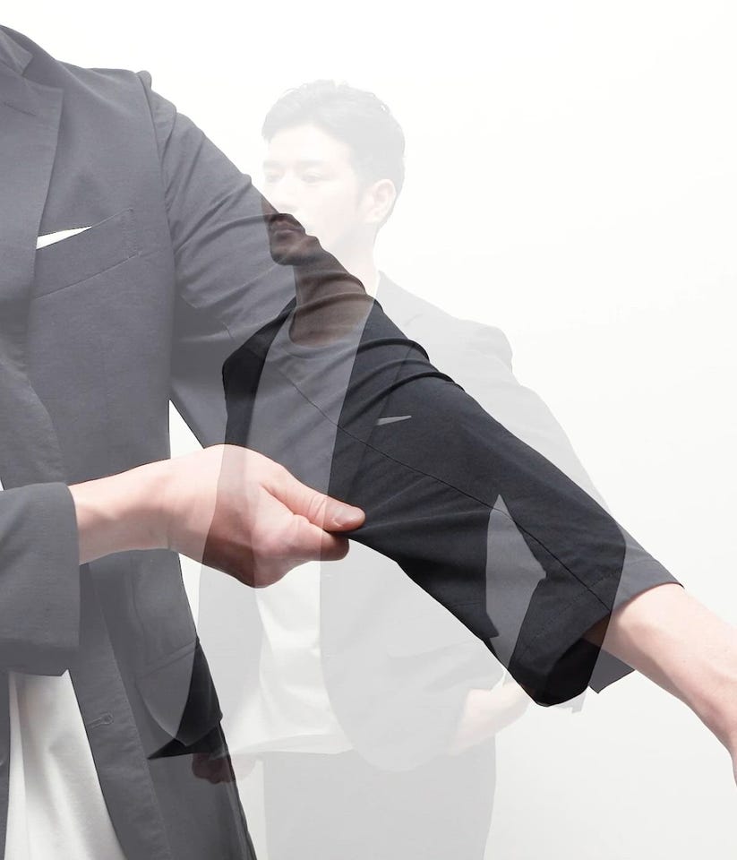 2024AW【未使用品】ライトウェイト メランジセットアップ　ストレッチ ウォッシャブル・防シワ・ストレッチ】MOVING COMFORT ナイロン