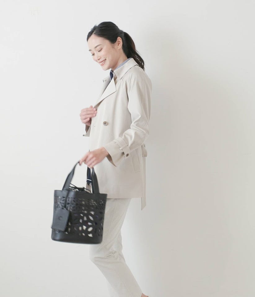 L】フローソフトツイル ショートトレンチコート(54552211-2024