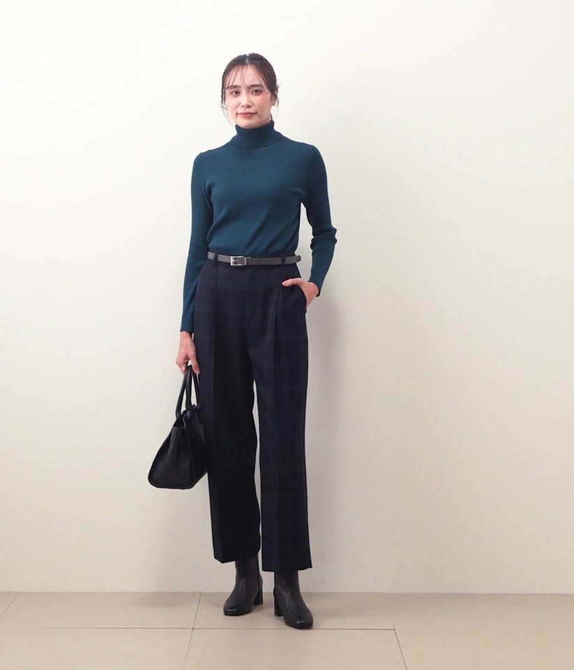 ウールブラックウォッチ ワンタックテーパードパンツ(51316255-2025