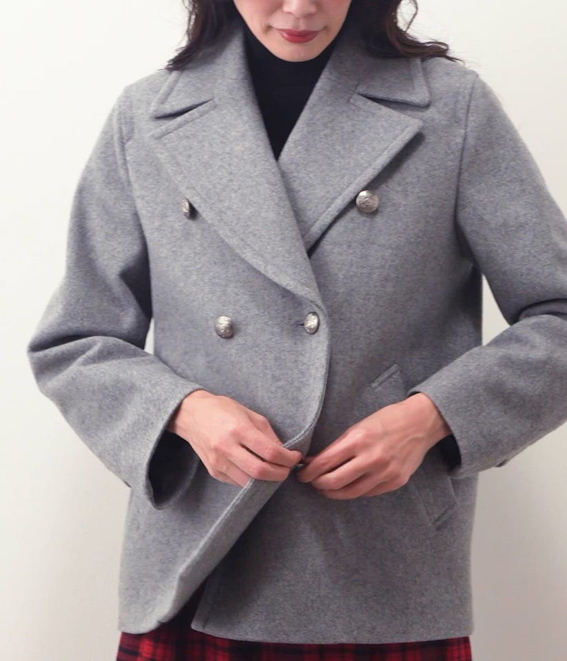 L】ラムウールモッサ ピーコート(54556260-2025)｜ファッション通販の