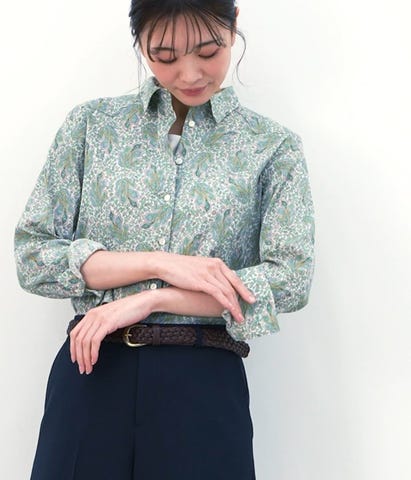 楊柳ペイズリープリント 切替え長袖シャツ 楊柳ペイズリープリント 切替え長袖シャツ(51615254-2025