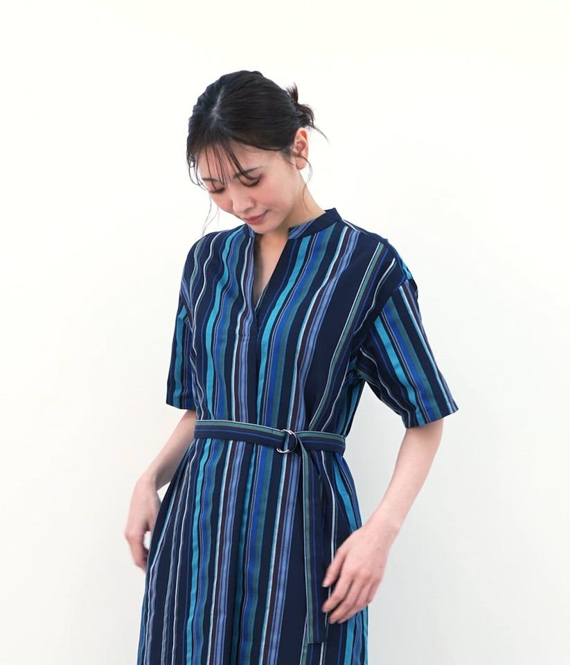マルチストライプ シャツワンピース(51455255-2025)｜ファッション通販