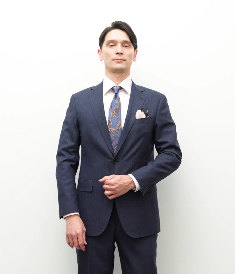 美品✨ニューヨーカー　スーツ　13号　シルク混　ネイビー　セットアップ TAILOR CLOTH シルク混 チェック スーツ