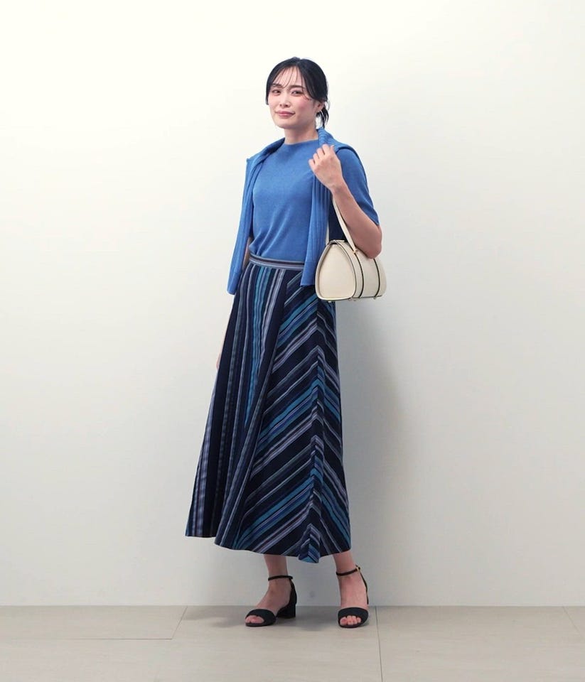 マルチストライプ ロングフレアスカート(51255255-2025)｜ファッション