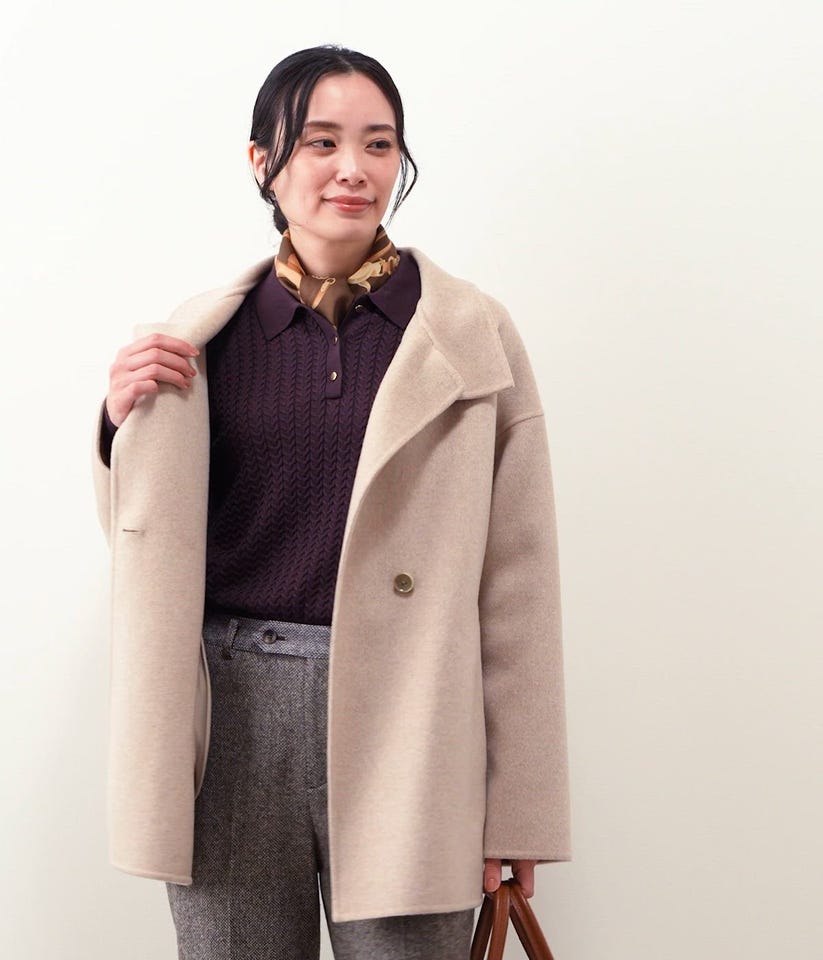 手洗い可能】ケーブルニットポロシャツ(51726550-2025)｜ファッション