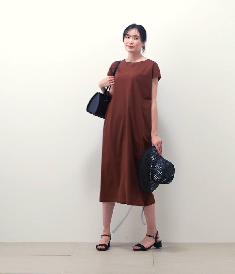 コットンポリエステルトリコット 配色ステッチワンピース(51845552