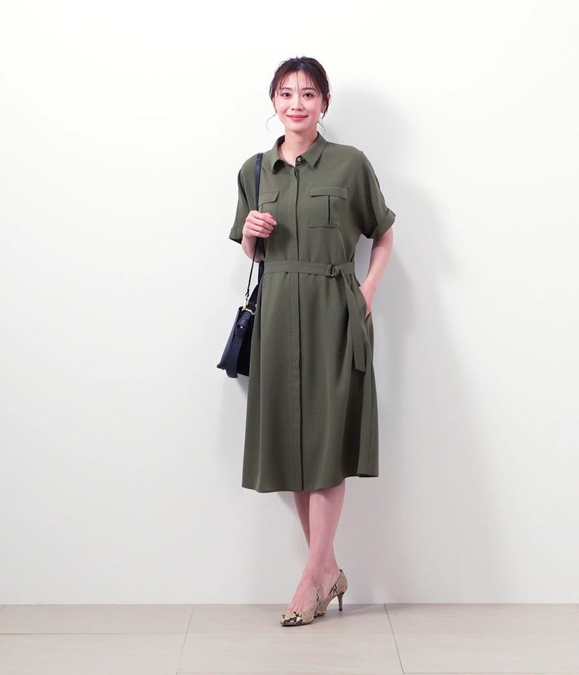 【新品タグ付き】マザーハウス サマーオックスフォードゴデットシャツワンピース M ストレッチ】マットクロス シャツワンピース(51455155-2025