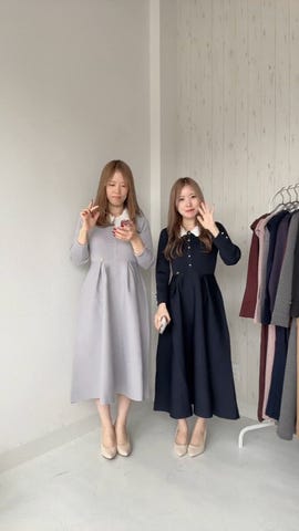 ウエストリボン ダンボールニット クラシカル ワンピース le reve