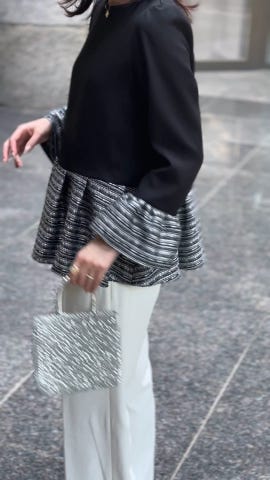 ツイード 切り替え ペプラム トップス HUIT 全3色｜hit841-0321【2