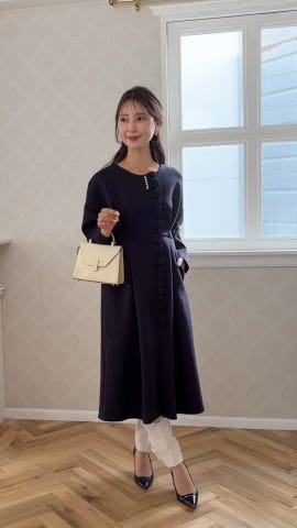 フリル ダンボールニット ドレス コート ロング フリル ダンボールニット ドレス コート ロング le reve vaniller 全2