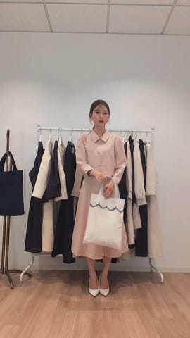 オケージョンクーポン対象 フロントファスナー スカラップ ワンピース