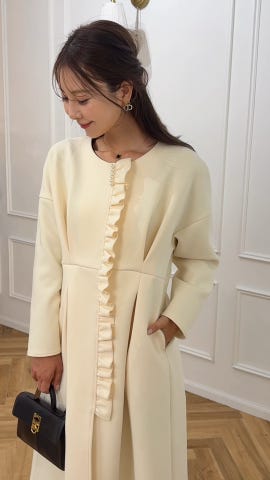 フリル ダンボールニット ドレス コート ロング le reve vaniller 全2