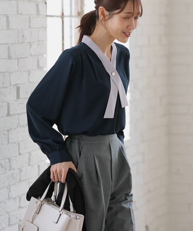 配色ボウタイブラウス: トップス｜ハニーズ公式通販